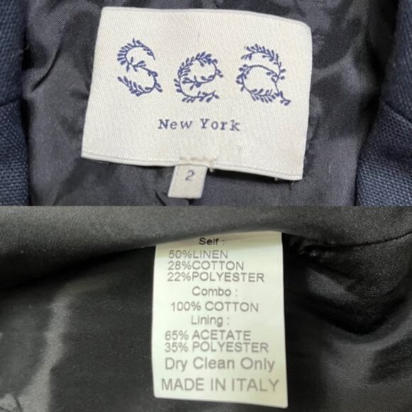 Sea New York Blue Tan Striped Blazer Women Size 2 - Picture 7 of 7